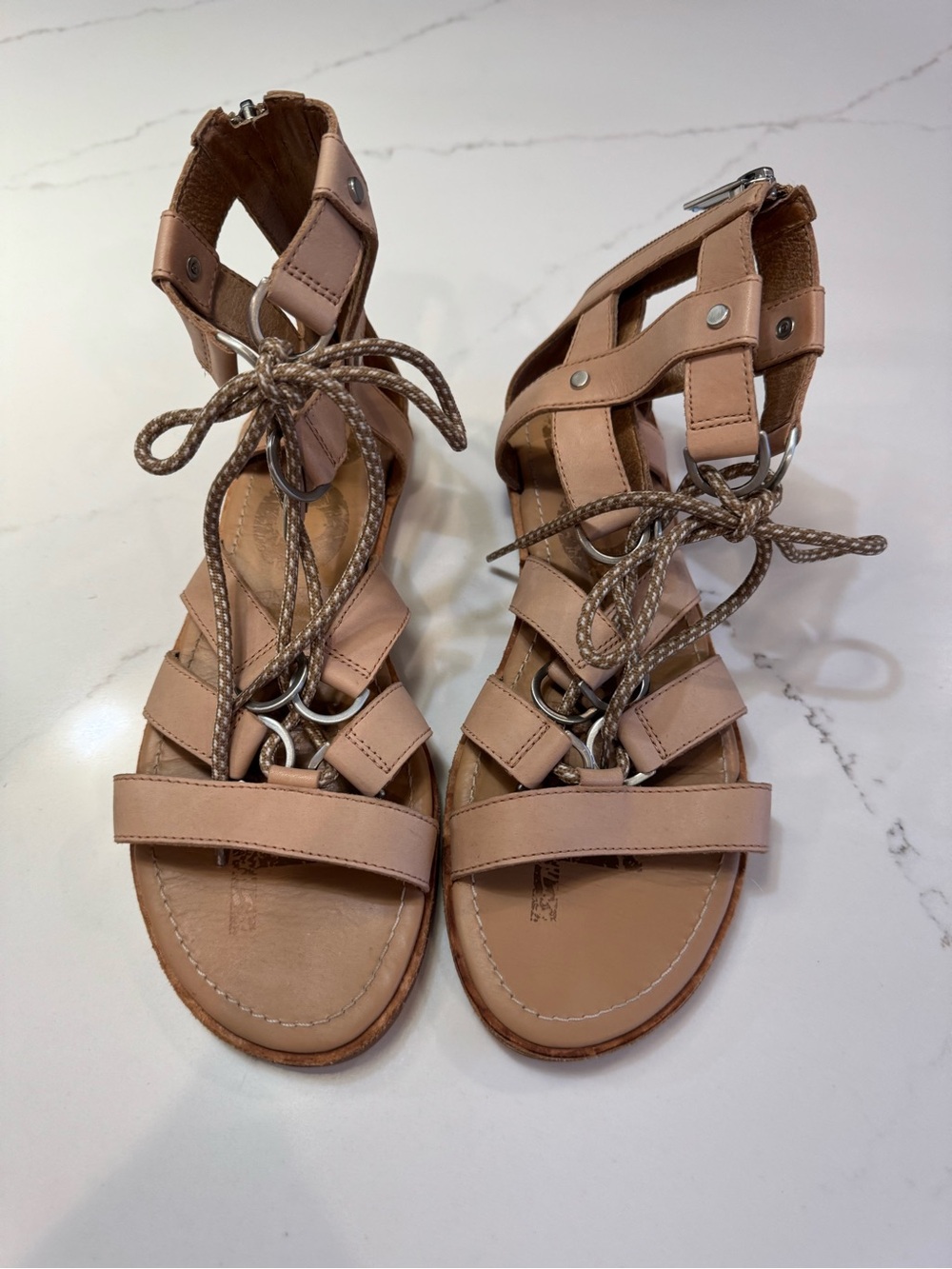 Sorel Beige Lace-Up Gladiator Sandals